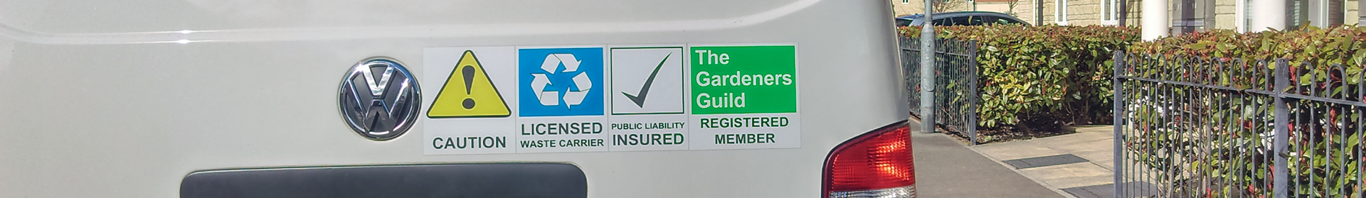 Local gardener's van featuring the official logo of The Gardeners Guild