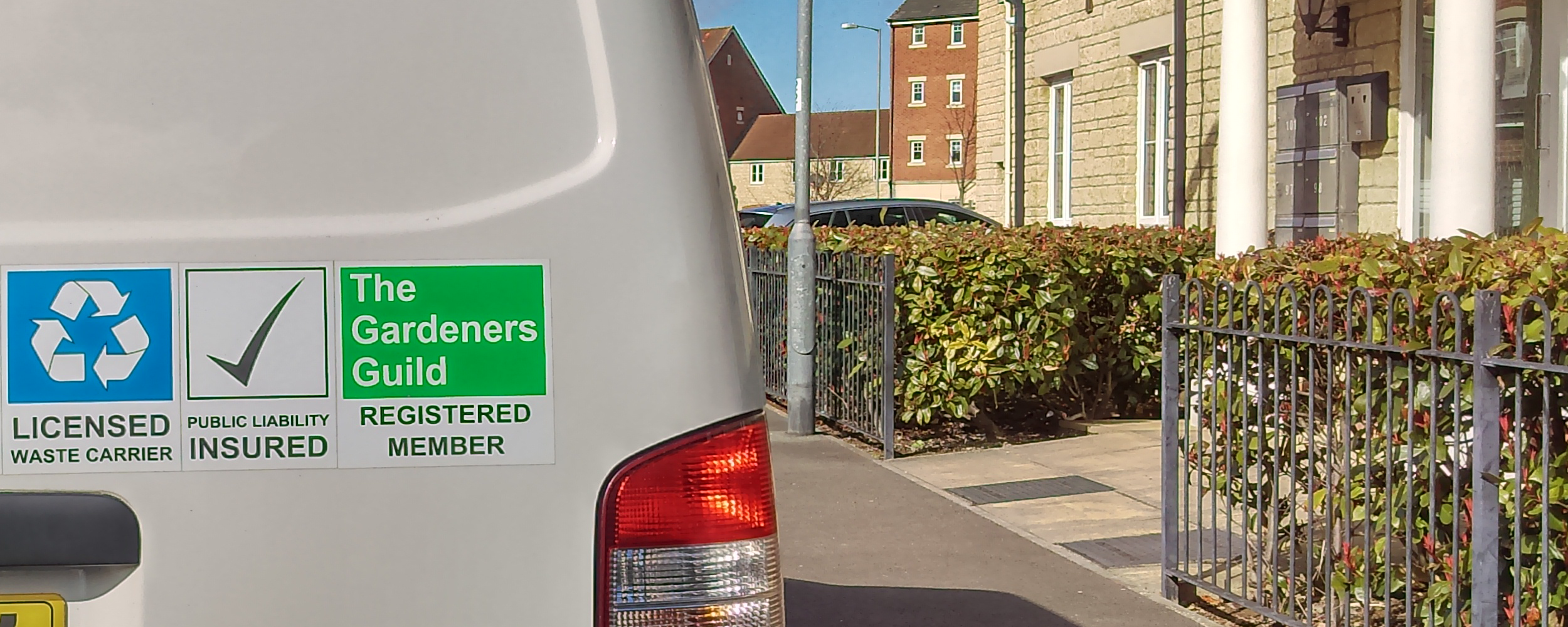 Local gardener's van featuring the official logo of The Gardeners Guild