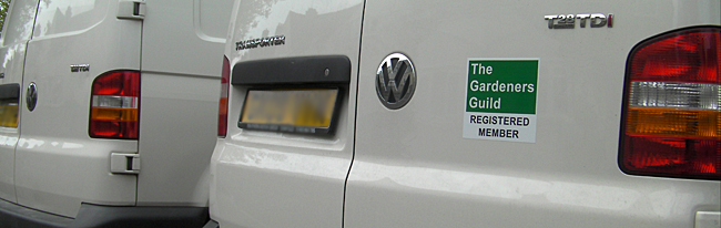 Local gardener's van featuring the official logo of The Gardeners Guild